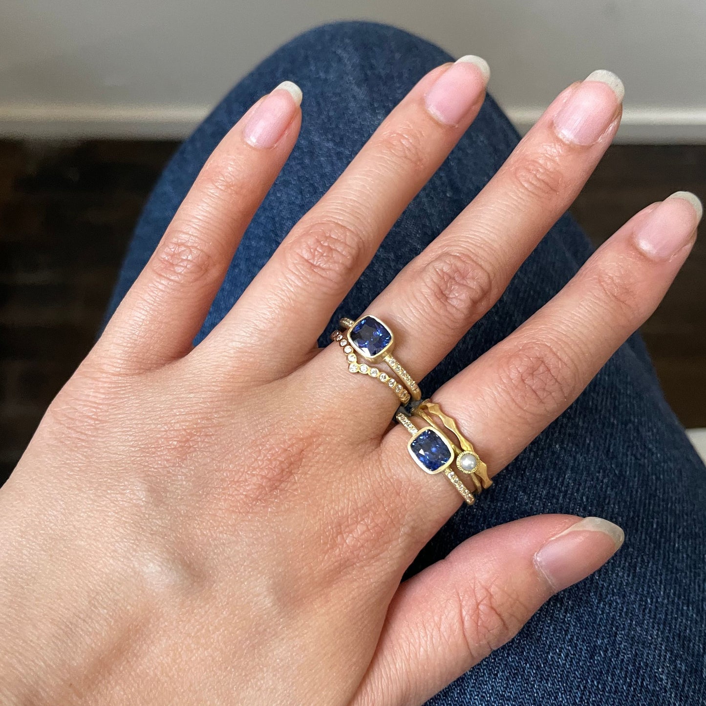 1.48 Carat One-of-a-Kind Cushion Cut Blue Sapphire Ring | SR59-OOAK