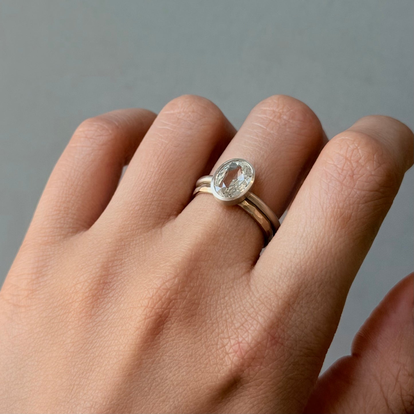 1.87 Carat One-of-a-Kind Oval Cut White Sapphire Ring | SR72-OOAK