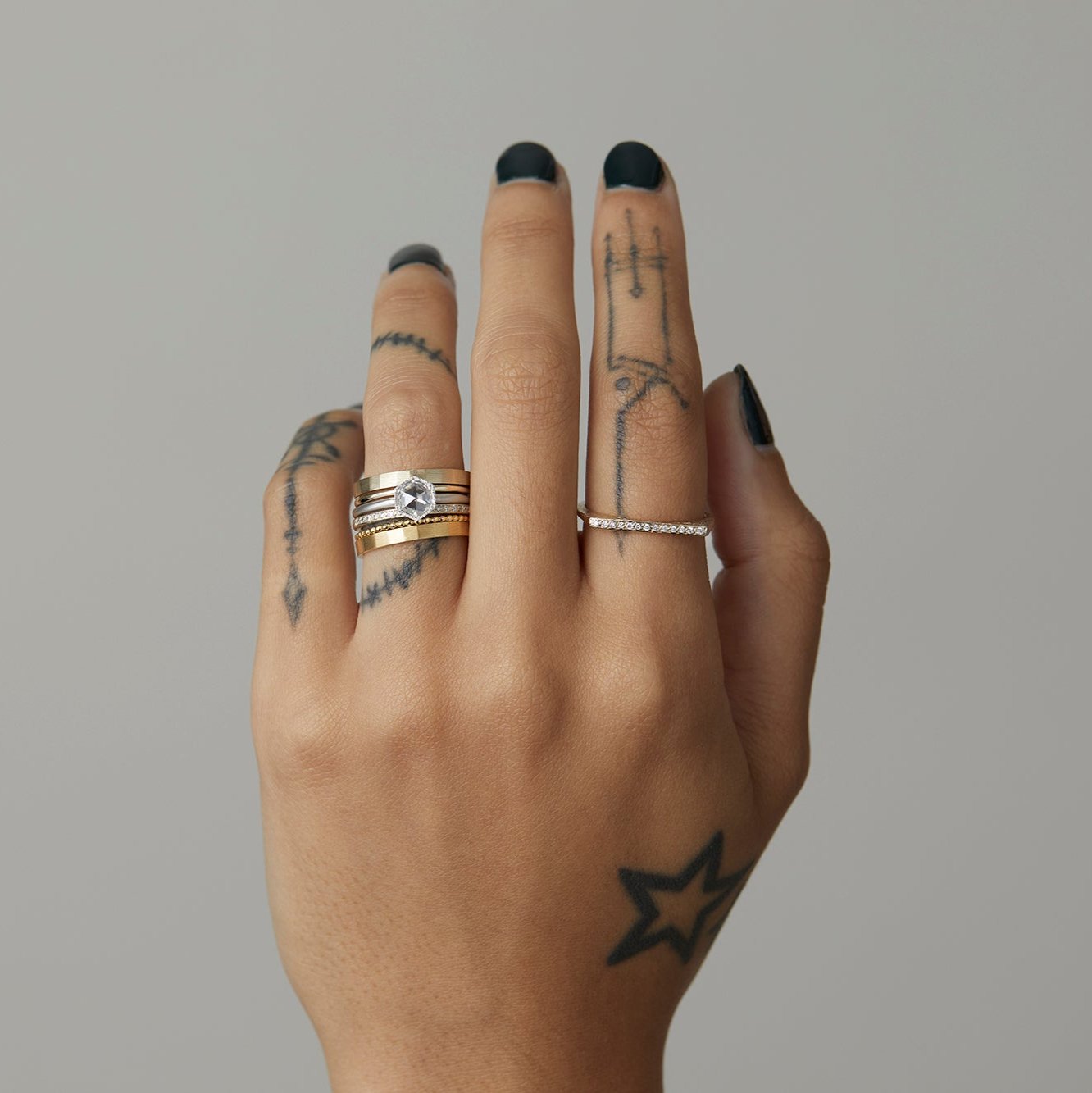 18K Yellow Gold, Platinum and 18K White Gold on Model